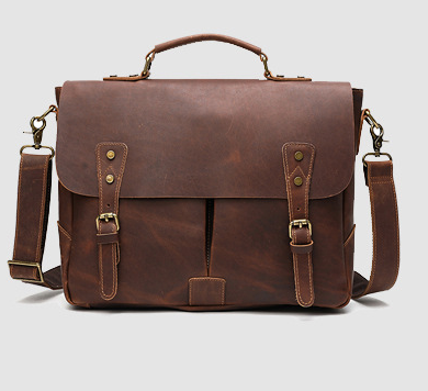 Classic Leather Messenger Bag - brown