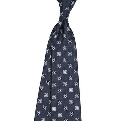 Dark Grey White Floral | Micropattern Jacquard Necktie