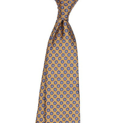 Yellow-Blue Floral | Classic Micropattern Jacquard Necktie