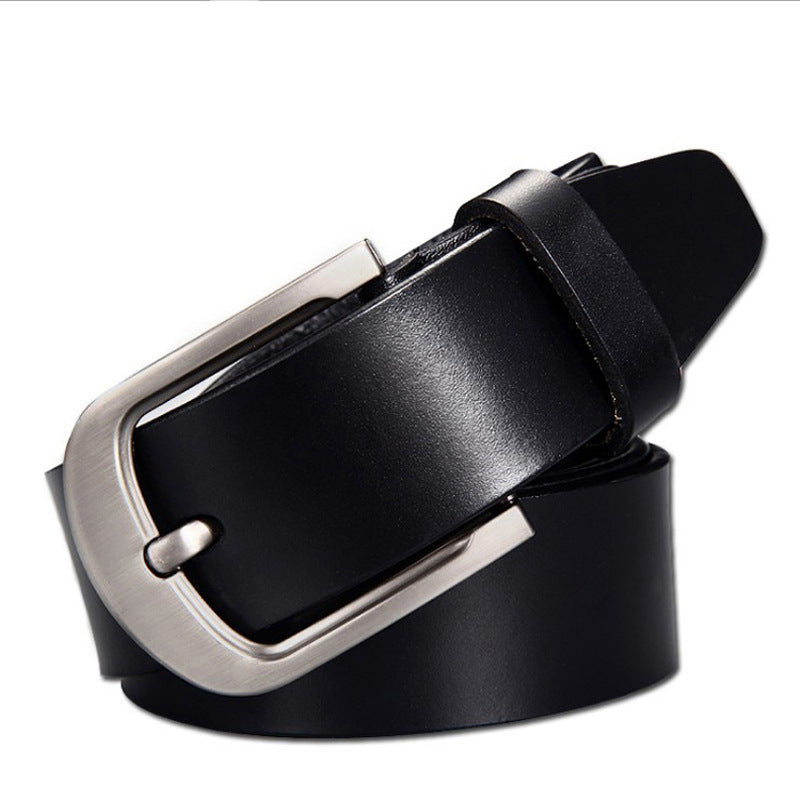 Black Leather Steel Buckle Classic Belt | Marinero Fine Menswear