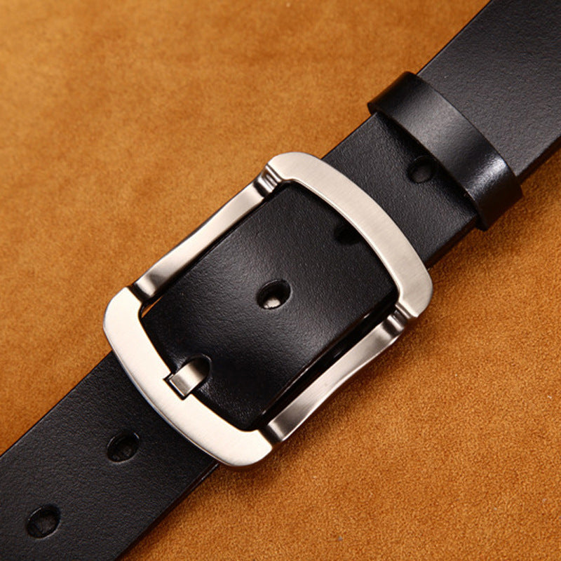 Black Leather Steel Buckle Classic Belt | Marinero Fine Menswear