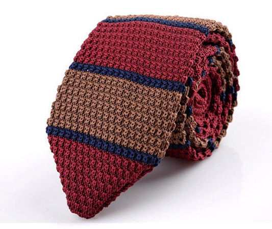 Burgundy Horizontal Stripe | Classic Knit Necktie