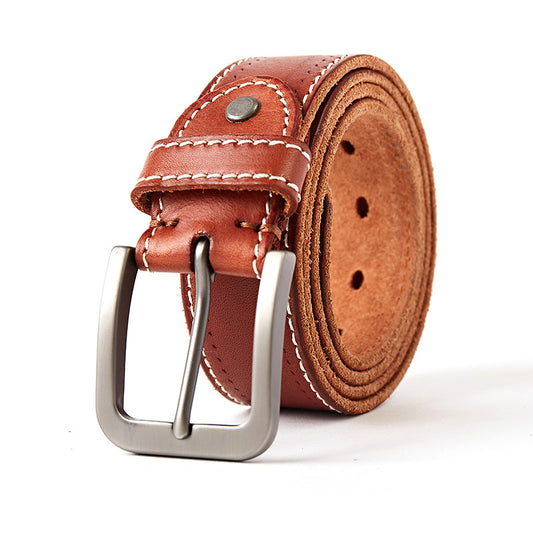 Brown Shade Contrast Stitching Belt | Marinero Fine Menswear