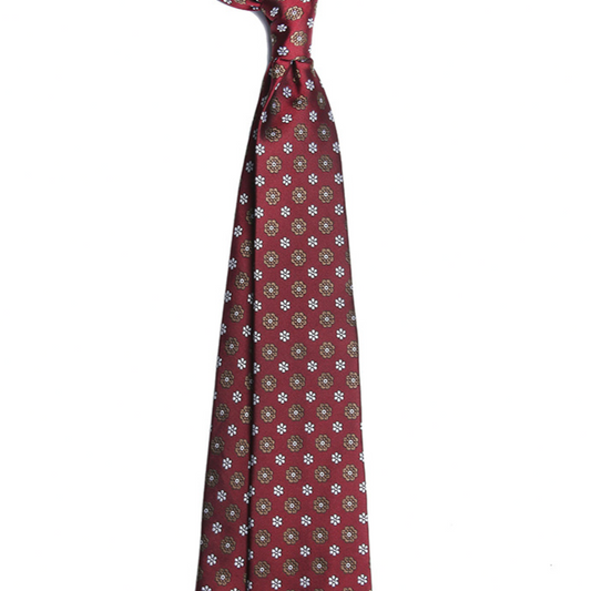 Burgundy Gold Floral | Classic Micropattern Jacquard Necktie