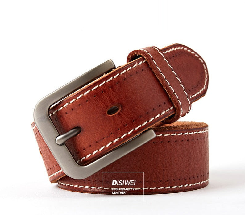 Brown Shade Contrast Stitching Belt | Marinero Fine Menswear