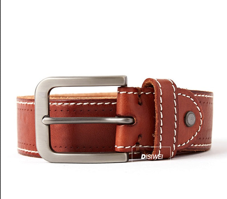 Brown Shade Contrast Stitching Belt | Marinero Fine Menswear