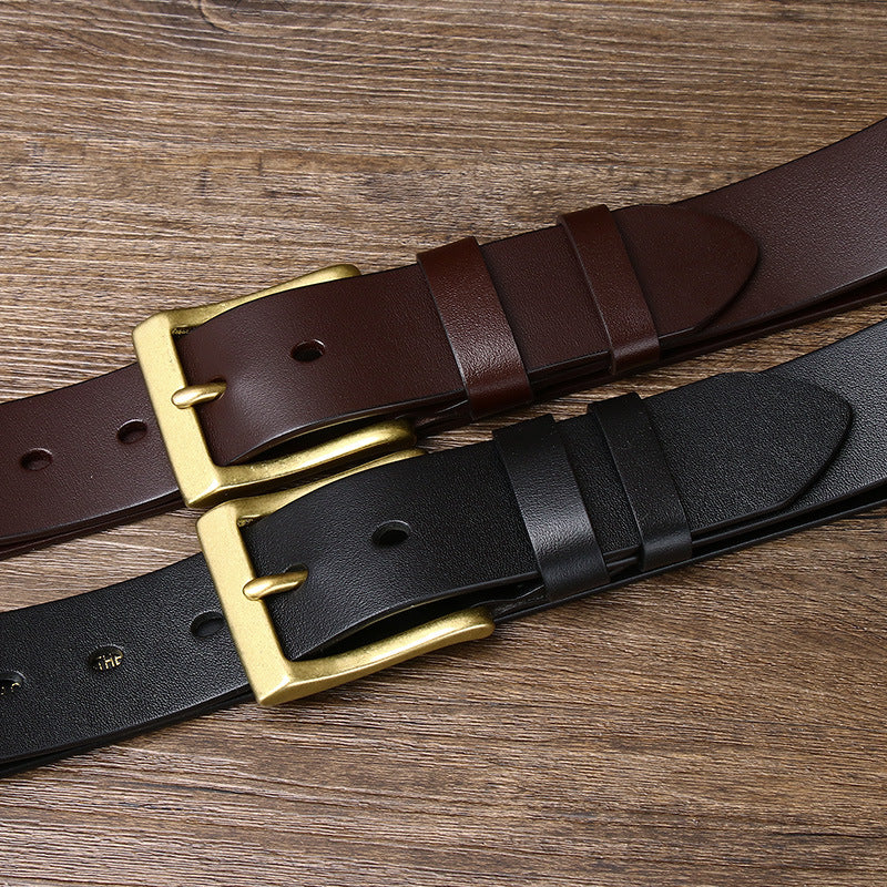 Black Leather Brass Buckle Belt | Marinero Fine Menswear