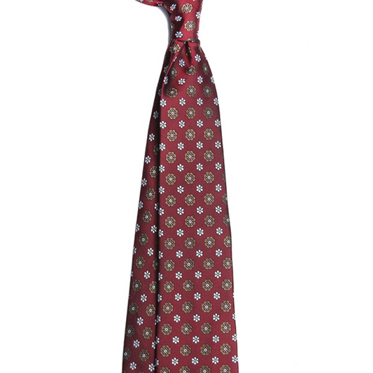 Burgundy Floral micropattern necktie by Marinero Fine Menswear