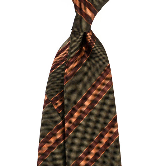 Safari Hunting Green | Classic Striped Jacquard Necktie