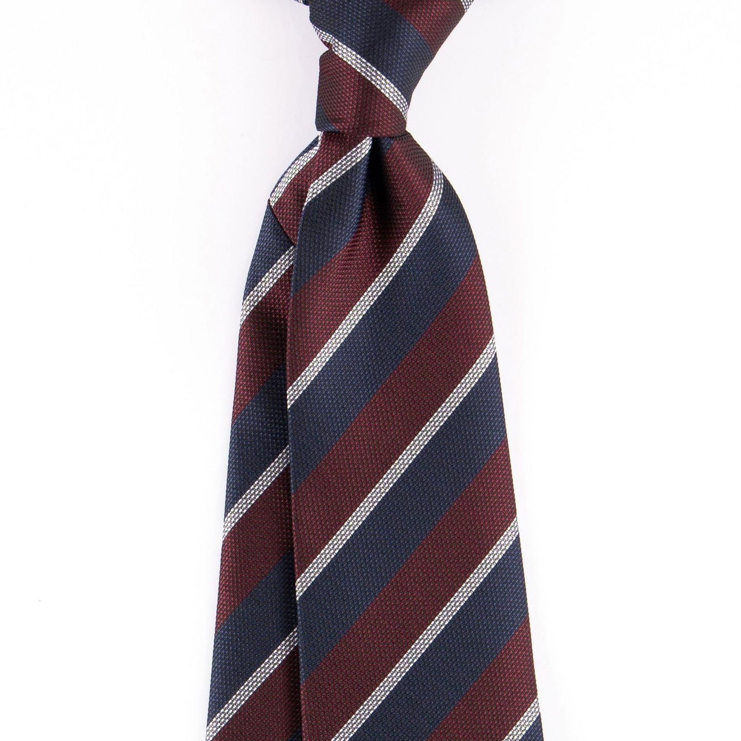 Navy Red White | Classic Striped Twill Necktie