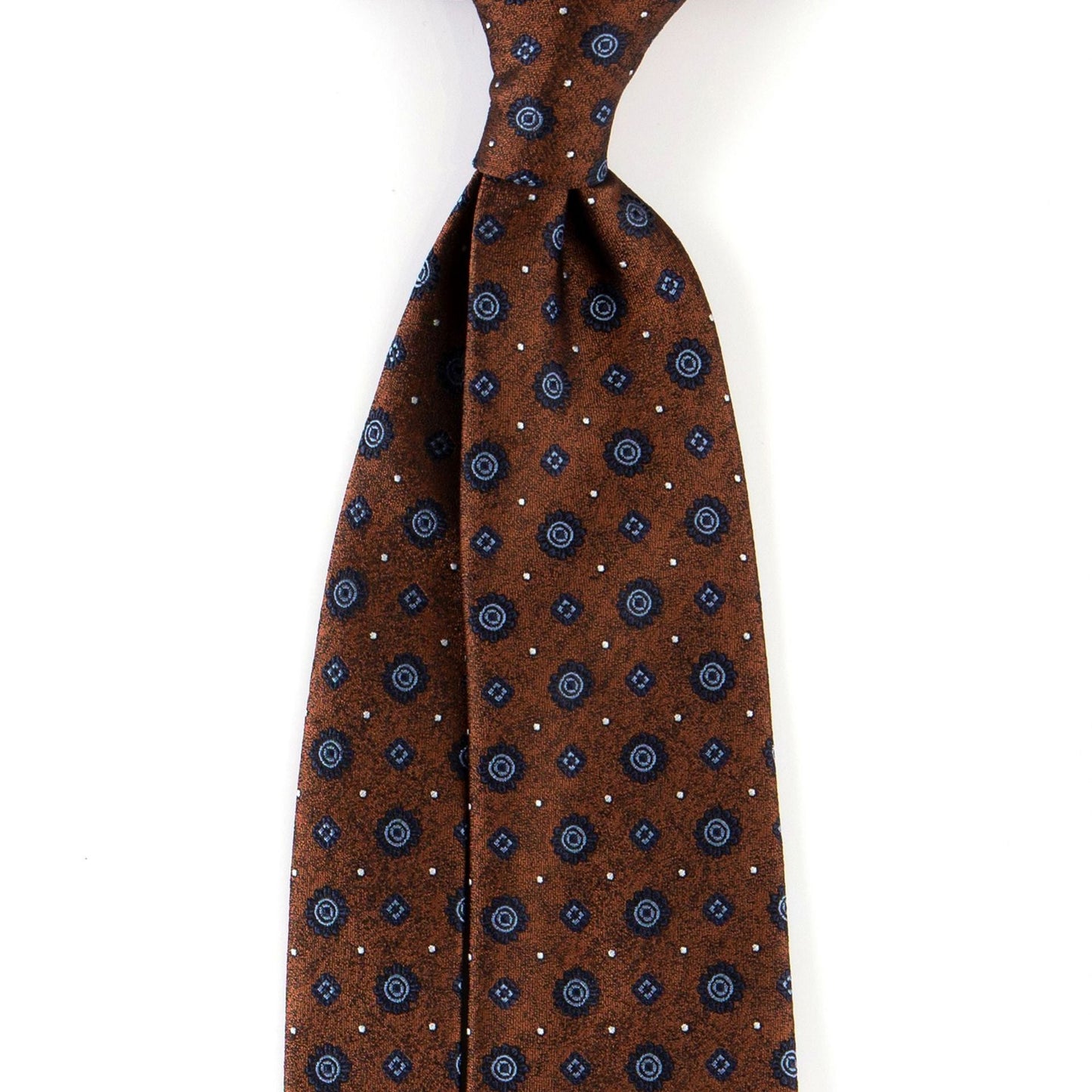 Marinero Fine Menswear | Classic Micropattern Necktie | Dark Brown with Grey Circles