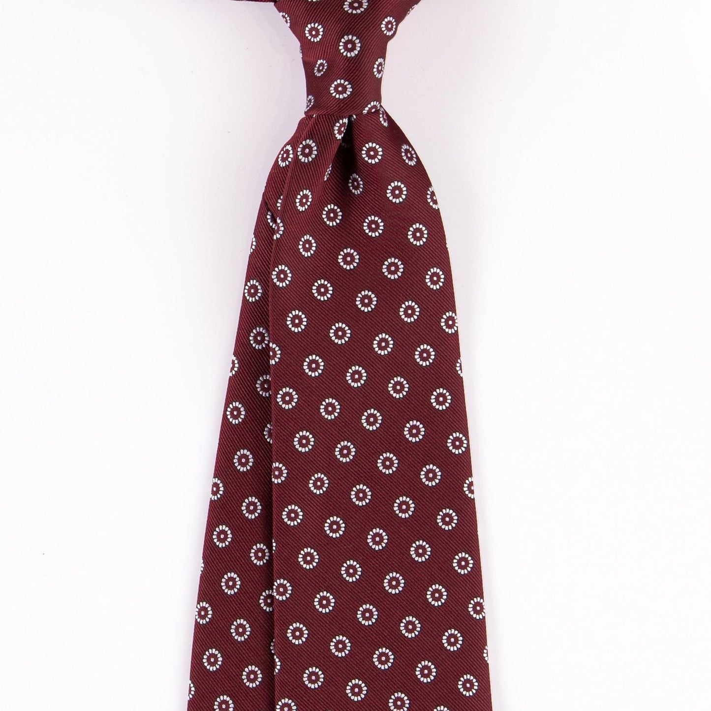 Marinero Fine Menswear | Classic Micropattern Necktie | Burgundy with White Floral