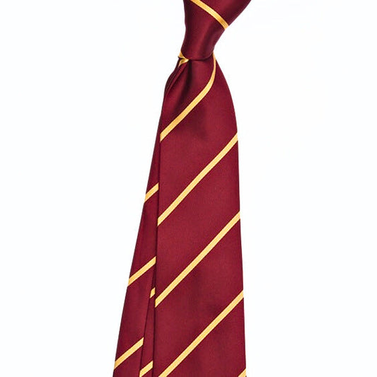 Rich Burgundy Gold | Classic Thin Striped Jacquard Necktie