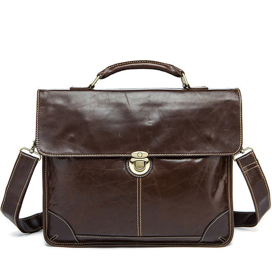 Classic Leather Briefcase - brown